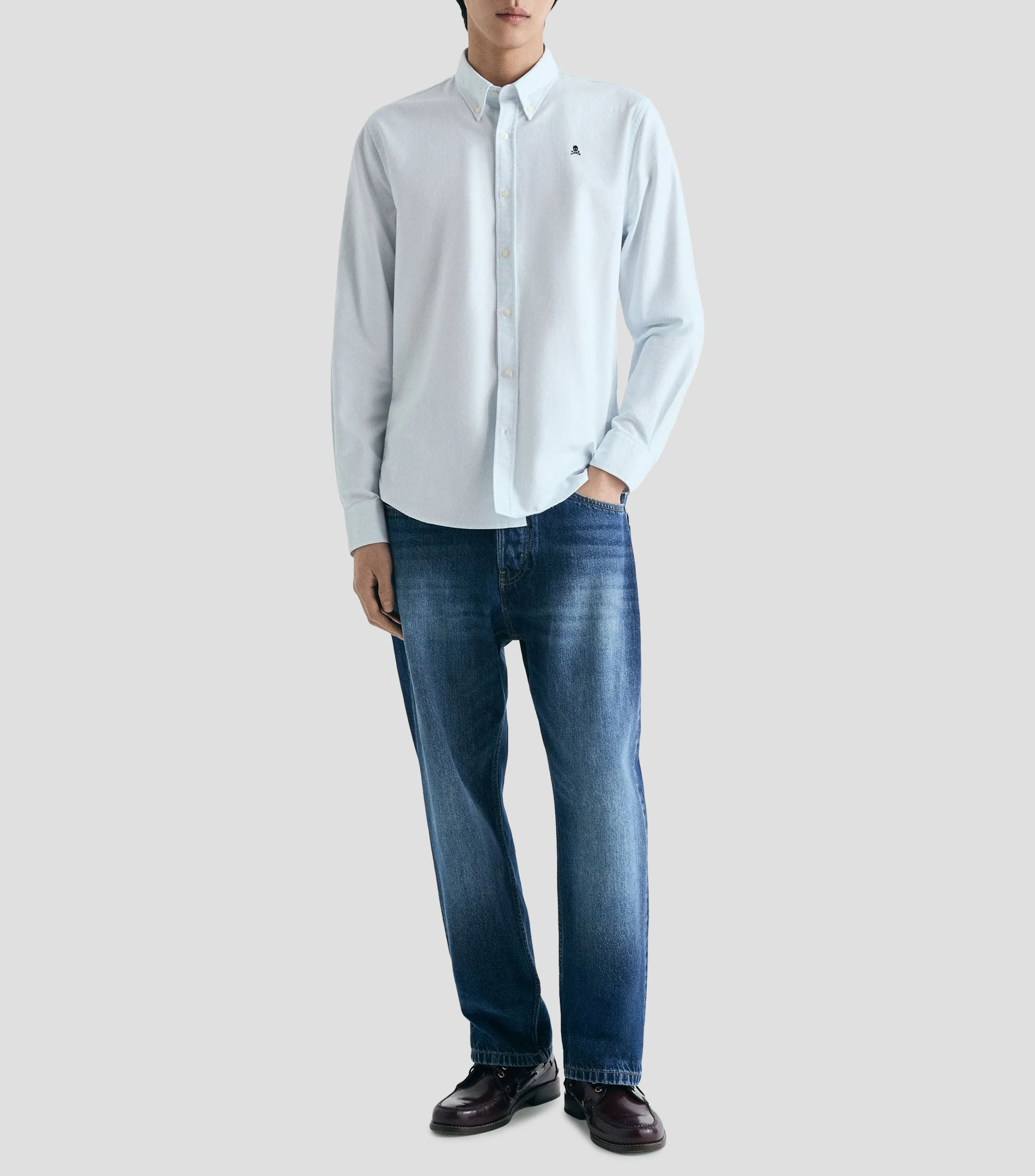Camisa con líneas manga larga Hombre